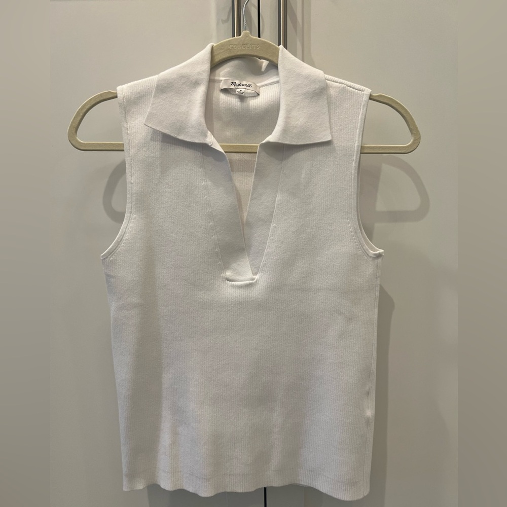 Madewell Cream Sleeveless Collared Tank Top